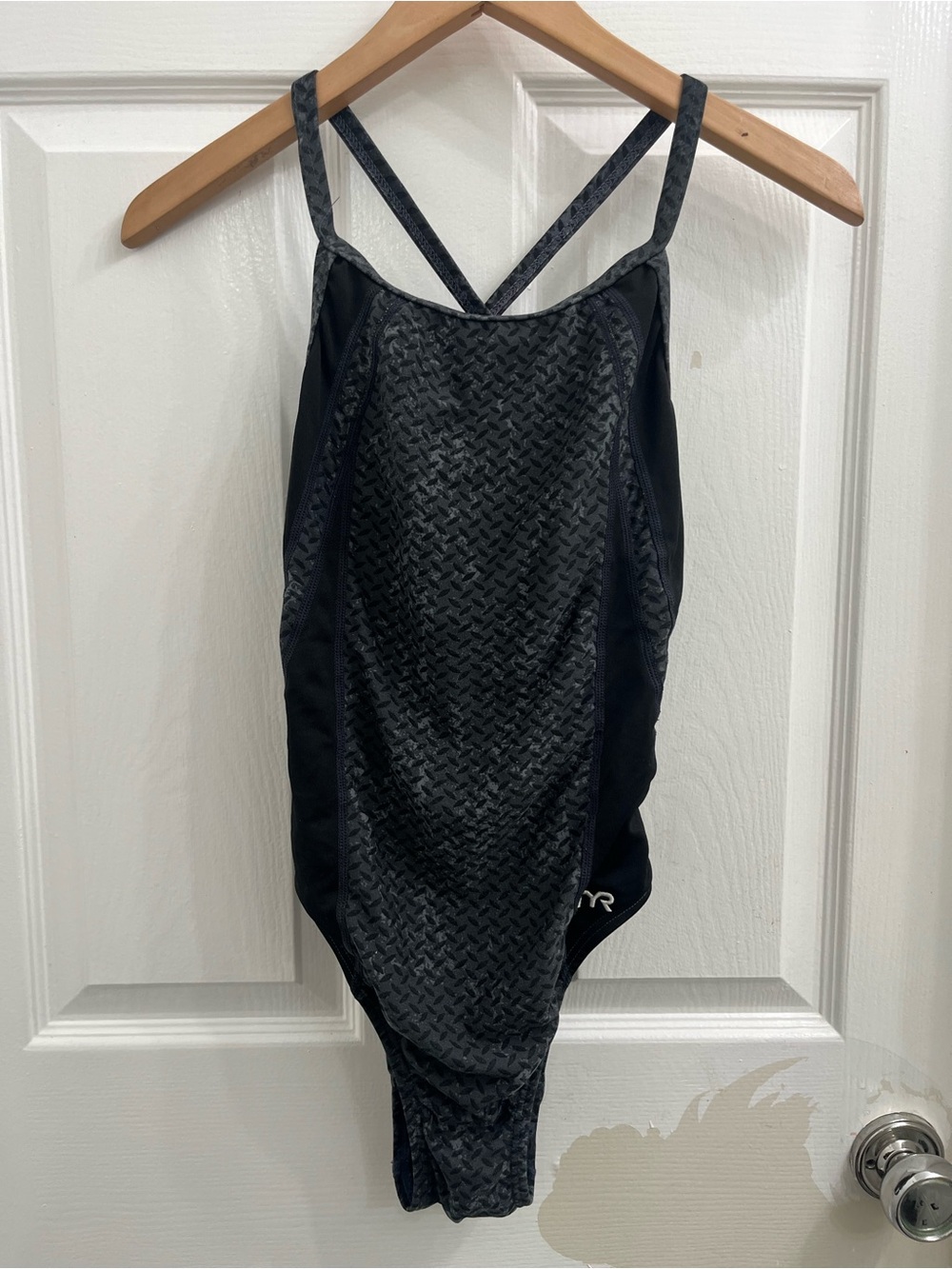 TYR Black Textured Front One-Piece Swimsuit